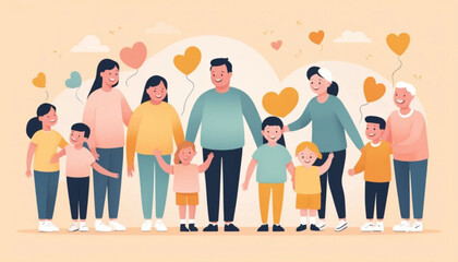 Fototapeta premium Flat illustration about Down syndrome awareness, inclusive and positive theme