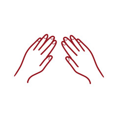 Fototapeta premium Hands giving a massage icon. Flat style. Thin outline.