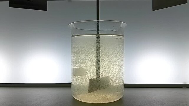 Jar Test Sedimentation Phase: Flocs Settling to Bottom over 10 Minutes