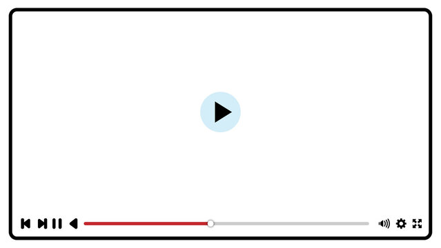 Transparent video player interface with red progress bar and play button on alpha background