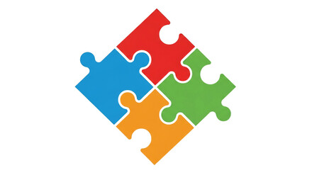 Obraz premium Colorful Puzzle Pieces Interlocked On Black Background