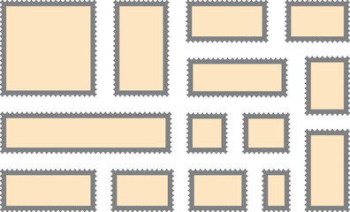 Obraz premium Blank Postage Stamp Set – Vintage Perforated Frame Collection