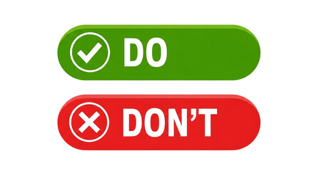 Do And Dont Buttons Green Checkmark Red X Mark
