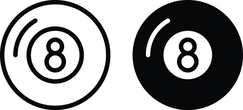 8-Ball Icons &ndash; Black and White Billiard Ball Vector Design