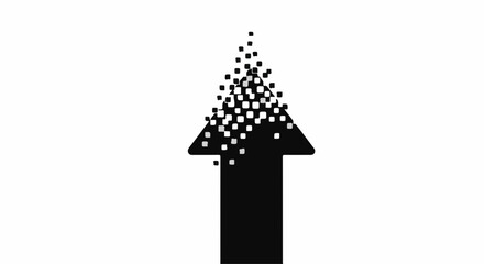 Fototapeta premium Arrow dissolving into particles, symbolizing progress and change.