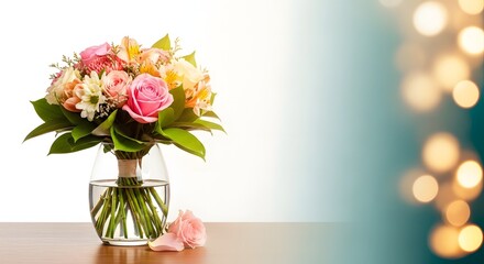 Naklejka premium Beautiful flowers bouquet for lovely mom on mother's day celebration