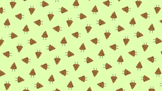 Seamless Poop Emoji Pattern Animated Background Loop &ndash; Funny Cute Motion Graphic