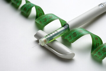 Semaglutide injection for weight loss and diabetes treatment. Insulin injector pen or GLP-1...