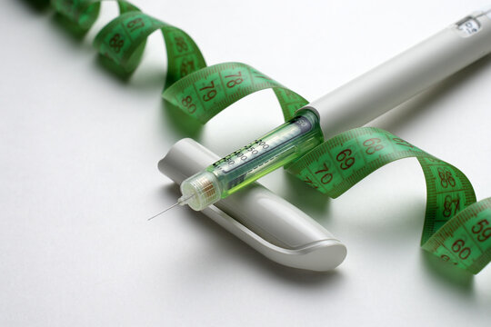 Semaglutide injection for weight loss and diabetes treatment. Insulin injector pen or GLP-1 injection pen