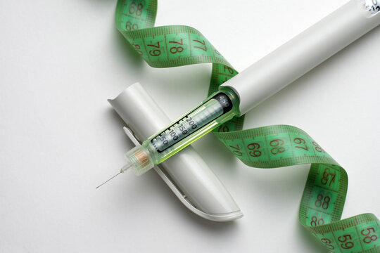 Semaglutide injection for weight loss and diabetes treatment. Insulin injector pen or GLP-1 injection pen