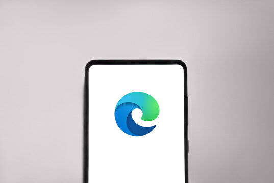 Microsoft Edge logo on smartphone. Link&ouml;ping, &Ouml;sterg&ouml;tland, Sweden. 01-26-2026.