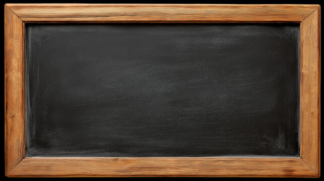 Empty Black Chalkboard with Wooden Frame Isolated on White Background &ndash; Education, School, Menu Board and Copy Space Concept