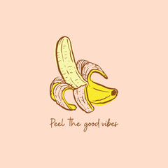 Banana print design vector hand drawn illustration