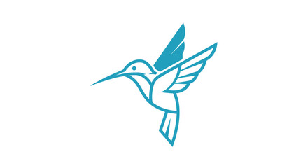 Graceful Hummingbird Logo Design in Blue Tones.
