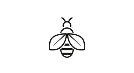 Minimalist Bee Outline Logo Design Illustration.