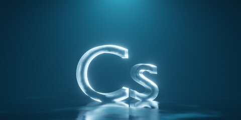 Caesium. Chemicals, micro and macronutrients. Periodic table of Mendeleev. Microelements necessary for humans. 3d render.