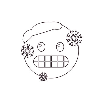 freezing cold face blue brr snow ice emoji symbol sign icon vector illustration isolated flat