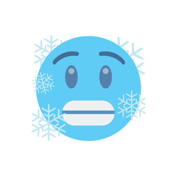 freezing cold face blue brr snow ice emoji symbol sign icon vector illustration isolated flat