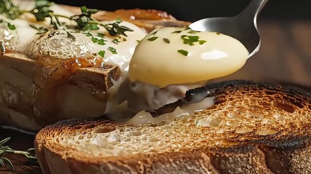 Roasted Bone Marrow Gourmet Dish with Toast