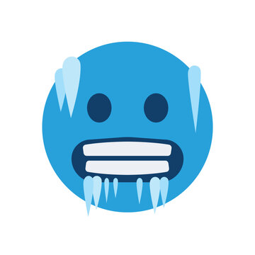 freezing cold face blue brr snow ice emoji symbol sign icon vector illustration isolated flat