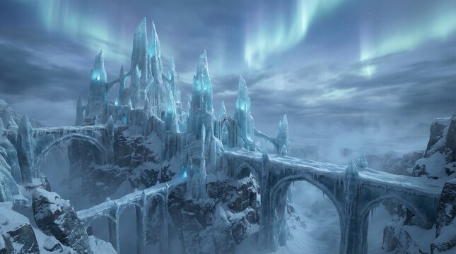 Imposing Frozen Citadel Standing Tall In The Lands Of Hyperborea