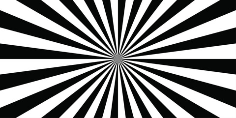 Retro vintage grunge black and white radial burst sunburst ray pattern. Sunburst vector copyspace background. Vintage sunrays illustration swirl line. Abstract circuses, stripe background design.