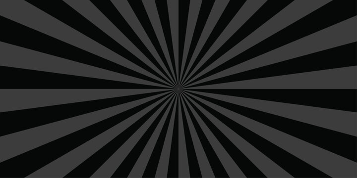 Retro vintage grunge black and grey radial burst sunburst ray pattern. Sunburst vector copyspace background. Vintage sunrays illustration swirl line. Abstract circuses, stripe background design.