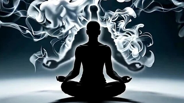 yoga concept in the lotus position symbol 