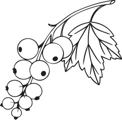 Naklejka premium Vector illustration of a branch featuring black and white grapes with a floral butterfly design and spring garden leaf pattern in a summer nature art drawing