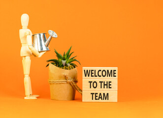 Support, help welcome to the team symbol. Concept words Welcome to the team on beautiful wooden...