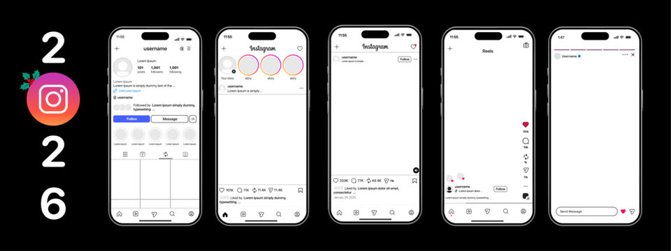 457. 444. 400. 377. instagram mockup social media template , new update instagram post mock up , frame social network, Instagram moc kup with mobile phone