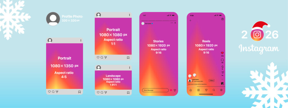 Instagram Business Social Media Marketing Layouts. Safe Zone and Size Guide for post content