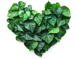 Eco-friendly health choices represented by green leaves in heart shaped