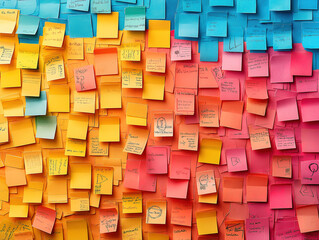 Sticky notes combined to create a visually appealing mosaic