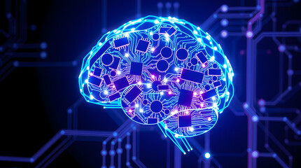 abstract technology background with brain