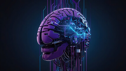 abstract technology background with brain