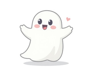 A cartoon ghost with a heart on its nose