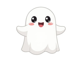 Fototapeta premium A white ghost character with black eyes and pink cheeks, suitable for various creative projects
