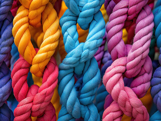 Climbing ropes forming an elaborate network of interlocking shapes