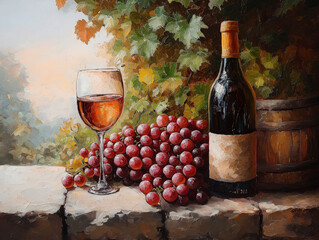 Tranquil setting with grapes and wine, symbolizing moments of spiritual reflection