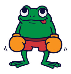 Obraz premium frog boxer character design illustration cartoon