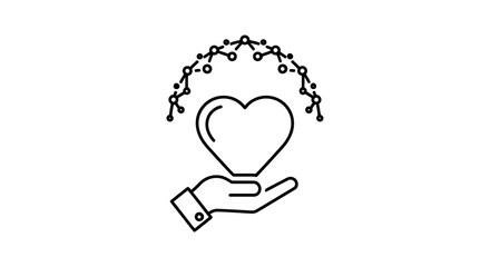 Obraz premium Hand Holding Heart Icon, Care & Compassion Support Symbol
