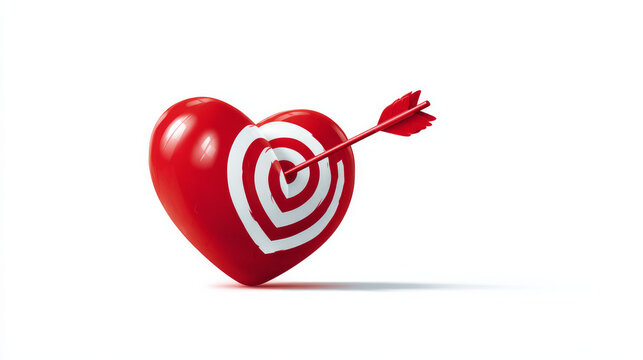 An arrow pierced my heart. Goal. Vector graphic for EPPS 10. The heart emblem is red. isolated against a white backdrop. romantic. backdrop of love. Valentine's Day is February 14. I adore you.