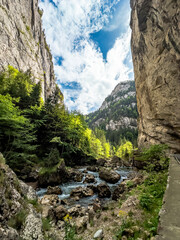 Bicaz Gorges canyon road and river, Romania