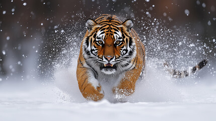 Obraz premium Snow tiger in action