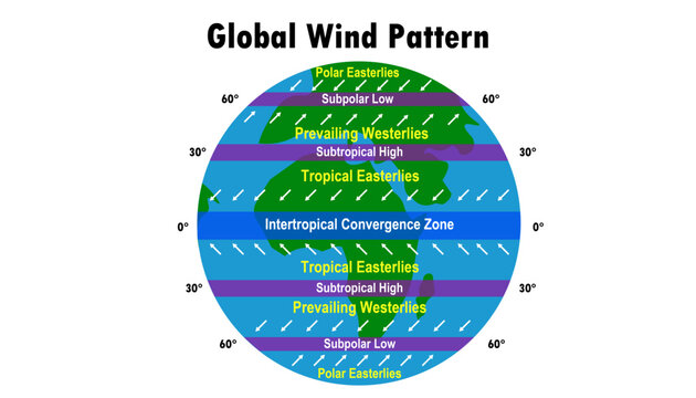 Diagram of the global wind pattern