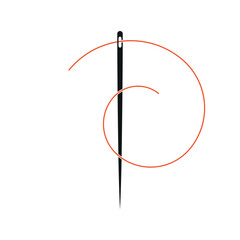 Needle and thread. Vector illustration. White background.
