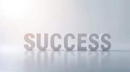 Success concept displayed with bold letters on reflective surface, symbolizing achievement and motivation
