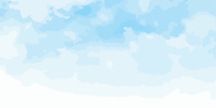 Abstract Blue Sky Background with Stylized Watercolor Clouds Texture