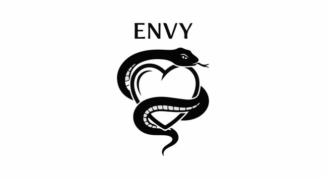 Serpent entwined around a heart, symbolizing envy and desire